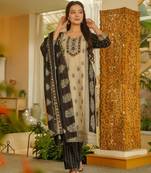 Beige color smart rayon slub fabric beautiful partywear salwar kameez