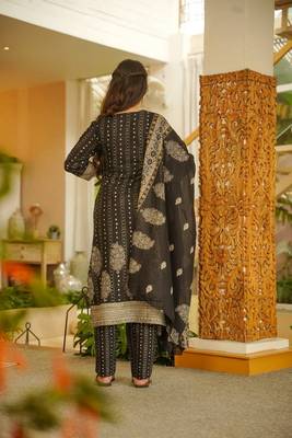 Beige color smart rayon slub fabric beautiful partywear salwar kameez 2