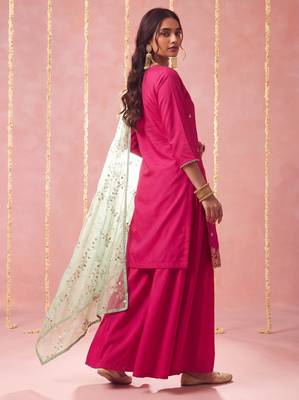 Pink color viscose fabric beautiful designer embroidery work ethnic partywear attire 2