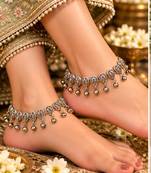 Full lct mehandi-plated agate stone anklets
