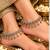 Full lct mehandi-plated agate stone anklets