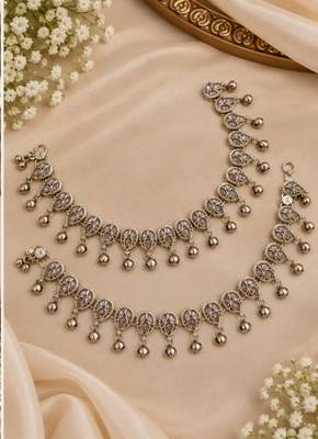 Full lct mehandi-plated agate stone anklets 2