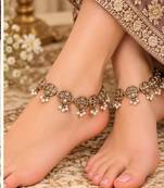Full lct mehandi-plated agate stone anklets