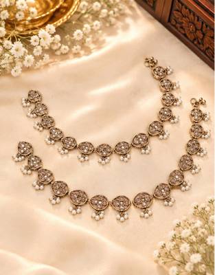 Full lct mehandi-plated agate stone anklets 2