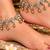 White mehandi-plated agate stone anklets
