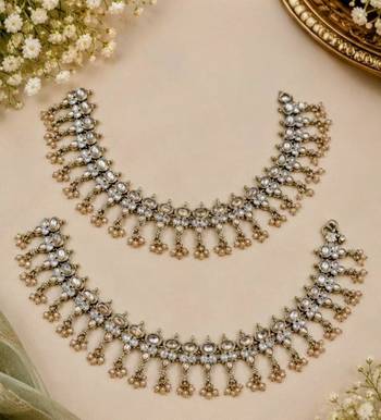 Full lct mehandi-plated agate stone anklets 2