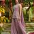 Lavender color cosmos silk fabric beautiful designer beads embroidery work ethnic partywear attire