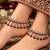 Maroon mehandi-plated agate stone anklets