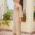 Beige color crunchy fabric beautiful designer embroidery work ethnic partywear attire
