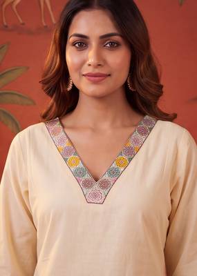 Peach color smart and elegant casual formal style kurta set for girls 3