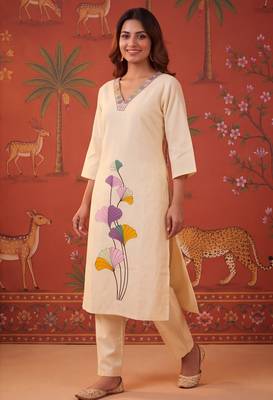 Peach color smart and elegant casual formal style kurta set for girls 4