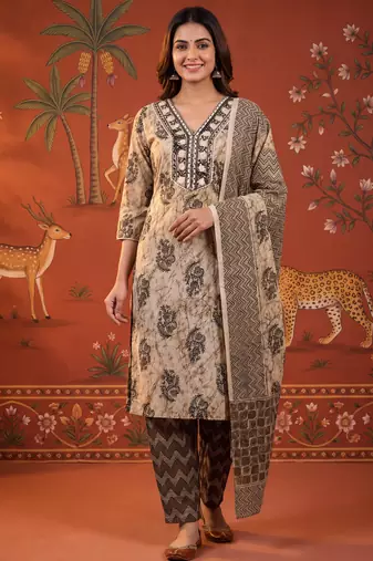 Black color smart and elegant casual formal style kurta set for girls
