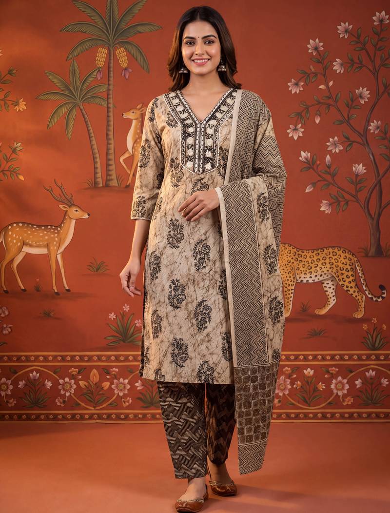 Black color smart and elegant casual formal style kurta set for girls