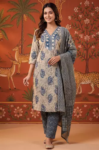 Blue color smart and elegant casual formal style kurta set for girls