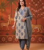 Blue color smart and elegant casual formal style kurta set for girls