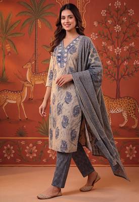 Blue color smart and elegant casual formal style kurta set for girls 4