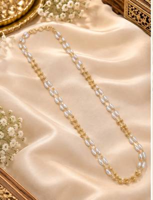 White gold-plated moti mala two-line necklace 2