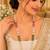 Maroon green gold-plated moti mala three-line necklace