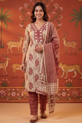 Maroon color smart and elegant casual formal style kurta set for girls