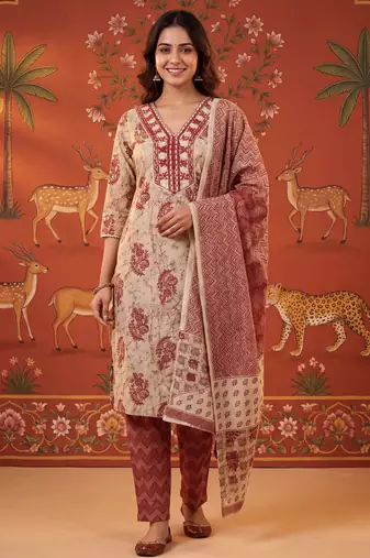 Maroon color smart and elegant casual formal style kurta set for girls
