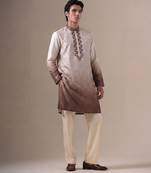 Light purple color silk fabric designer embroidery work ceremonial kurta payjama for men's