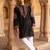 Black color imported lachka fabric designer embroidery work ceremonial kurta payjama for men's