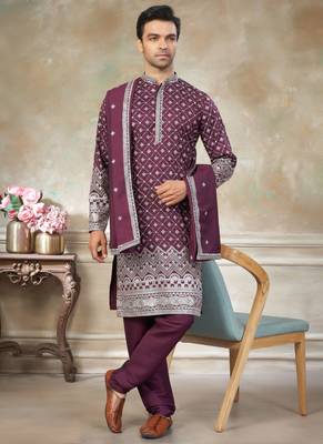 Purple color graceful heavy ceremonial attire for men's fancy looks 1
