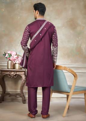 Purple color graceful heavy ceremonial attire for men's fancy looks 2