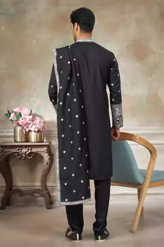 Black color graceful heavy ceremonial attire for men's fancy looks