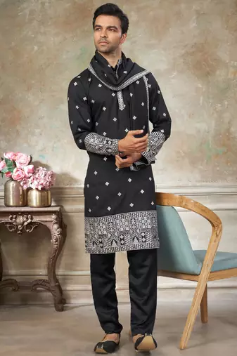 Black color graceful heavy ceremonial attire for men's fancy looks