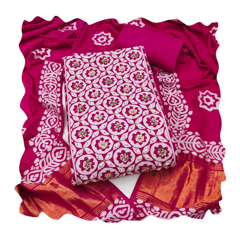 pink banarasi cotton smart ceremonial salwar kameez