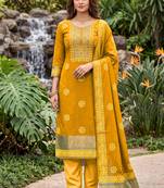 mustard banarasi cotton smart ceremonial salwar kameez