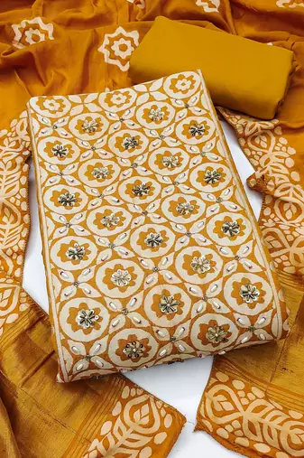 mustard banarasi cotton smart ceremonial salwar kameez