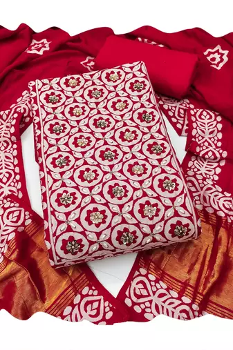 red banarasi cotton smart ceremonial salwar kameez