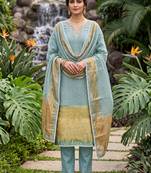 blue banarasi cotton smart ceremonial salwar kameez