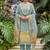 blue banarasi cotton smart ceremonial salwar kameez