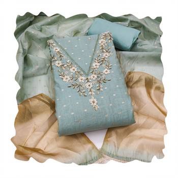 blue banarasi cotton smart ceremonial salwar kameez 2
