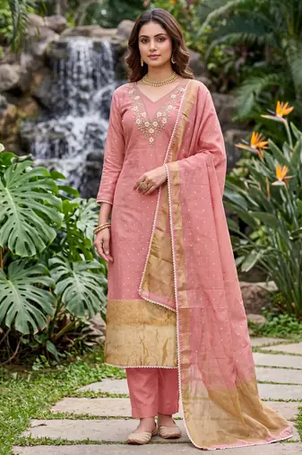 gajri banarasi cotton smart ceremonial salwar kameez