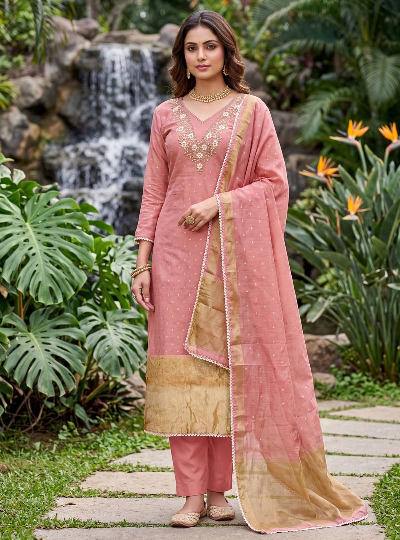 gajri banarasi cotton smart ceremonial salwar kameez