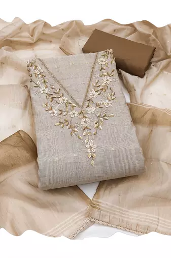 brown banarasi cotton smart ceremonial salwar kameez