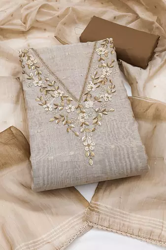 brown banarasi cotton smart ceremonial salwar kameez