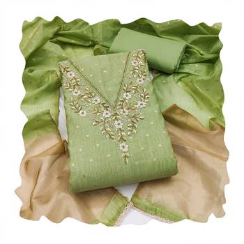 green banarasi cotton smart ceremonial salwar kameez 2