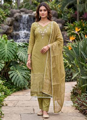 mehendi banarasi cotton smart ceremonial salwar kameez 1