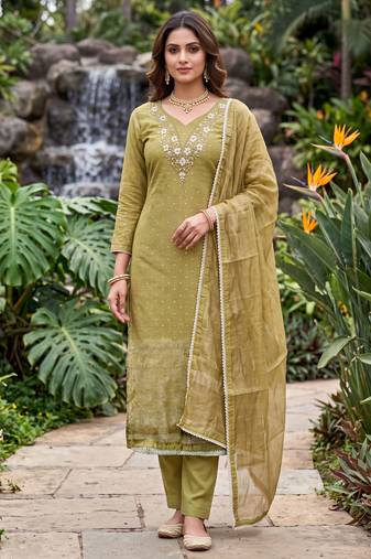 mehendi banarasi cotton smart ceremonial salwar kameez