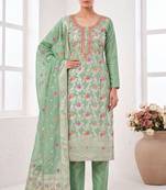 pista banarasi cotton smart ceremonial salwar kameez