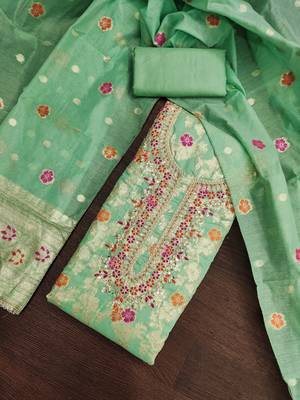 pista banarasi cotton smart ceremonial salwar kameez 3