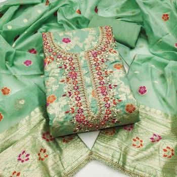 pista banarasi cotton smart ceremonial salwar kameez 4