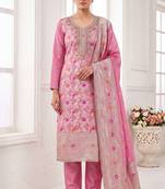 pink banarasi cotton smart ceremonial salwar kameez
