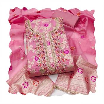 pink banarasi cotton smart ceremonial salwar kameez 2