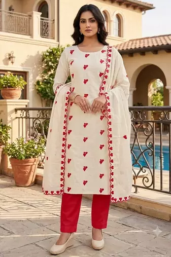 off white cora cambric cotton embroidered salwar kameez